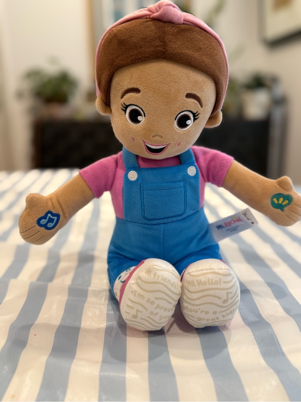 Ms. Rachel Speak & Sing Doll - Baby Doll Plush Toy - Pink and Blue Overalls